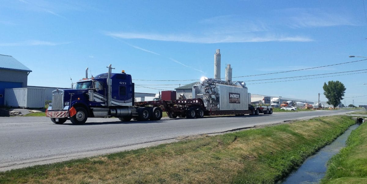 Industrial boiler transport by truck